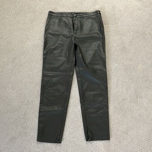 Selling faux leather dark green pants. Skinny cut, boot length. Worn 1-2 only.